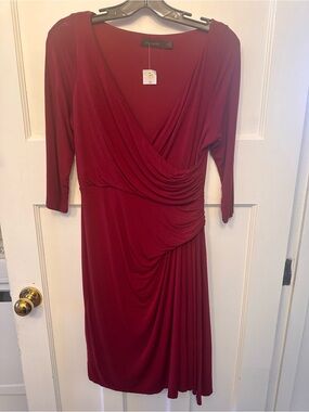 ⭐️ The Limited Med Burgundy Draped V-Neck Midi Dress
